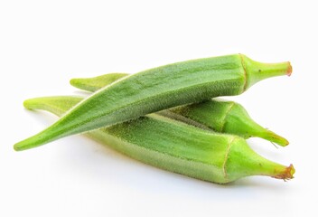 Fresh green okra isolated on white background