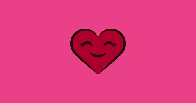 Happy valentines day card with a smiling heart. Moving hypnotic Heart Seamless Psychedelic for Valentines day concept. The 14th of February.