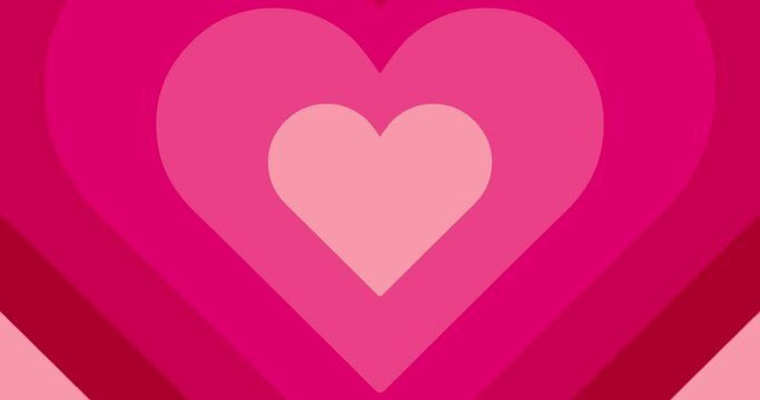 Valentine's Day card with pink hearts and English text. On moving hypnotic Hearts background and pretty typography. Seamless Psychedelic hearts for Valentines day concept. The 14th of February.