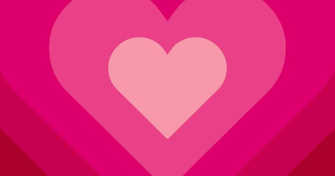 Moving hypnotic pink Heart in slow motion. Seamless Psychedelic hearts for Valentines day concept. The 14th of February.