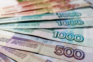 russian roubles banknotes background