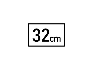 32 centimeters icon vector illustration, 32 cm size