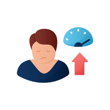 Weight Gain Flat Icon. Sleep Disorder, Stress Symptom. Healthy Sleeping Concept. Metabolism Problem. Dietology. Health Care. Color Isolated Vector Illustration 