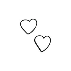 Simple doodle hearts. Hand drawn hearts isolated on white background. Valentine's Day symbol. Vector illustration.