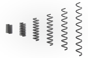 Springs with different compression ratios. Isolated on white. Design elements.