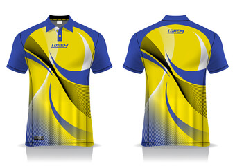 jersey badminton polo shirt design, for uniform team front and back	
