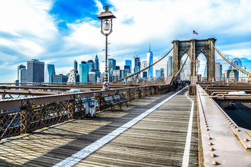 Fototapeta premium Brooklyn Bridge, skyline New York. Magic travel in usa, new york city holiday happy. Experience to see and live in USA Wallpaper for your house