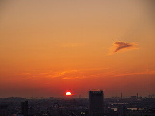 Naklejka premium 足立山公園から眺める夕焼け