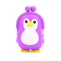 purple plastic penguin coin purse for ladys and girls, nice, cute, happy, smile