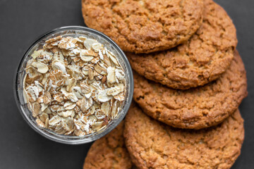 Oat cookies. Diet sweets. Oat flakes. Nutritious breakfast. Cereal gingerbread. Oatmeal for breakfast. Healthy food. Healthy eating. Homemade baking. Low fat cookie recipe.