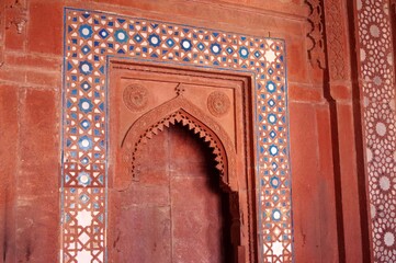 ornements dans la mosquée Jama Masjid, Fatehpur Sikri , Rajasthan, Inde