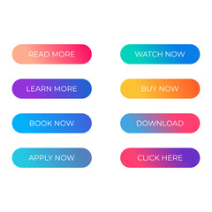 Set of Modern Material style buttons mobile app infographic different gradient colors
