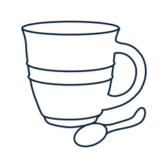 cup of coffee and tea, Sugar and milk vector icon, outline style