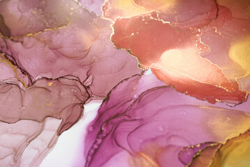 Abstract colorful background, wallpaper. Mixing acrylic paints. Modern art. Marble texture. Alcohol ink colors translucent