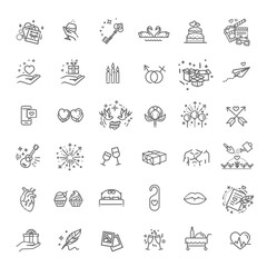 Valentine's day element. Gift, heart, balloon, key, rose,