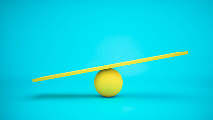 3d rendering yellow plank put on yellow balls.minimail concept.