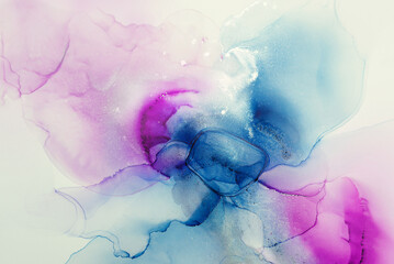 Abstract colorful background, wallpaper. Mixing acrylic paints. Modern art. Marble texture. Alcohol ink colors translucent