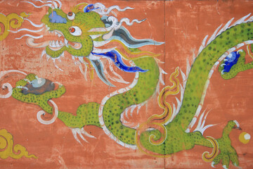 painted pillar in trongsa (bhutan) 