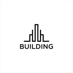 Design Building Logo Featuring Urban Structure and Skyscraper Elements for Residential Estate, Modern Minimalist Architecture Concept with Cityscape and Abstract Shape for Brand Identity