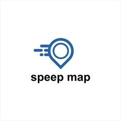 Obraz premium Speed Position Logo with GPS and Road Direction Pointer Elements for Travel and Technology, Featuring Modern Minimalist Design and Abstract Map Concept for Business Brand Identity