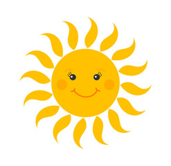 Cute smiling sun cartoon icon.