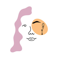 Abstract line art face painting contemporary portrait