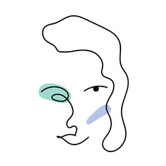 Abstract line art face painting contemporary portrait