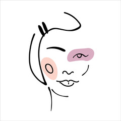 Abstract line art face painting contemporary portrait