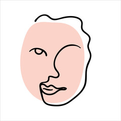 Abstract line art face painting contemporary portrait