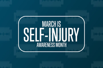 Fototapeta na wymiar March is Self-Injury or Self-Harm Awareness month. Holiday concept. Template for background, banner, card, poster with text inscription. Vector EPS10 illustration.