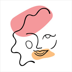 Abstract line art face painting contemporary portrait