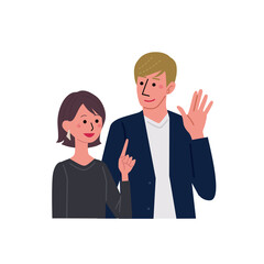 若い男女　カップル　夫婦　イラスト　上半身
