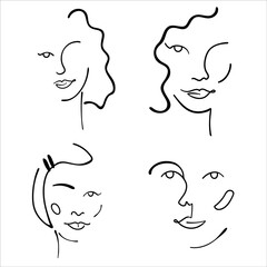 Abstract line art face painting contemporary portrait