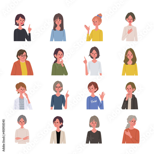 いろいろな世代の女性 大人数 イラスト Wall Mural Matsu