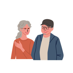 中高年の男女　シニア　夫婦　イラスト　上半身
