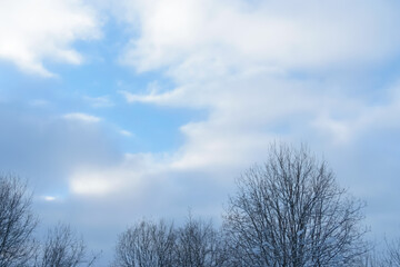 Fototapeta na wymiar Here is a beautiful blue sky with white clouds.February, 05.2021.