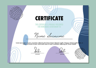 Certificate or Diploma pastel minimal vector design template