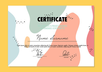 Certificate or Diploma pastel minimal vector design template