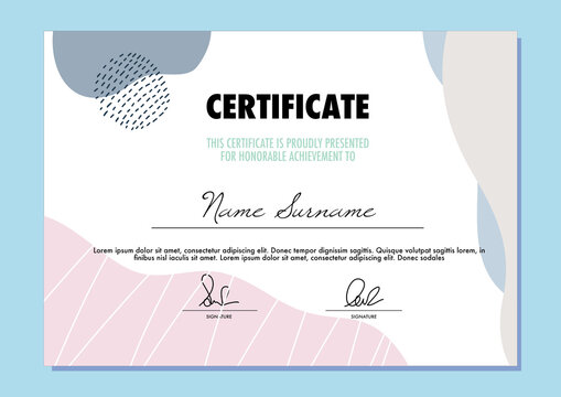Certificate or Diploma pastel minimal vector design template
