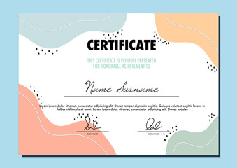 Certificate or Diploma pastel minimal vector design template