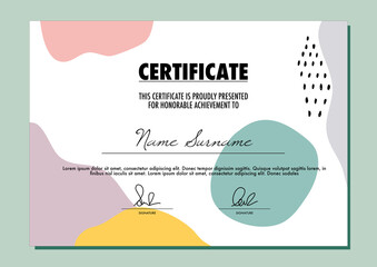 Certificate or Diploma pastel minimal vector design template