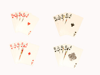 Playing cards isolated, all cards