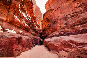 View of Eroded cliff of Khazali canyon in Wadi Rum, Jordan
