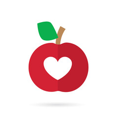 two halves of an apple with heart, perfect match in love, Valentine's Day concept- vector illustration