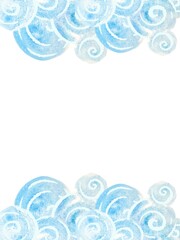 Fototapeta na wymiar winter 　Japanese sea 　watercolor　frame 水彩　フレーム　海　荒波　日本海