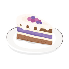 dish with sweet cake portion icon vector illustration design