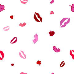 Seamless romantic pattern with lips. Ready template for Valentine's day cards, print, poster, party. Vector design.