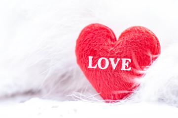 Fototapeta premium Red heart on a white backround