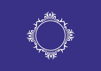 White purple circle with ornament vector logo