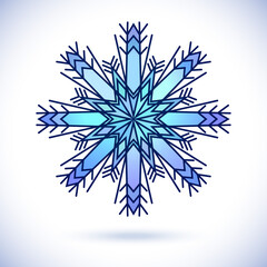 Snowflake blue round ornament Mandala vector